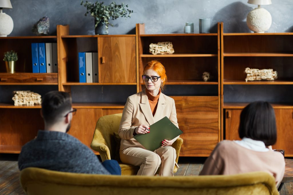 Couple sitting at psychologist