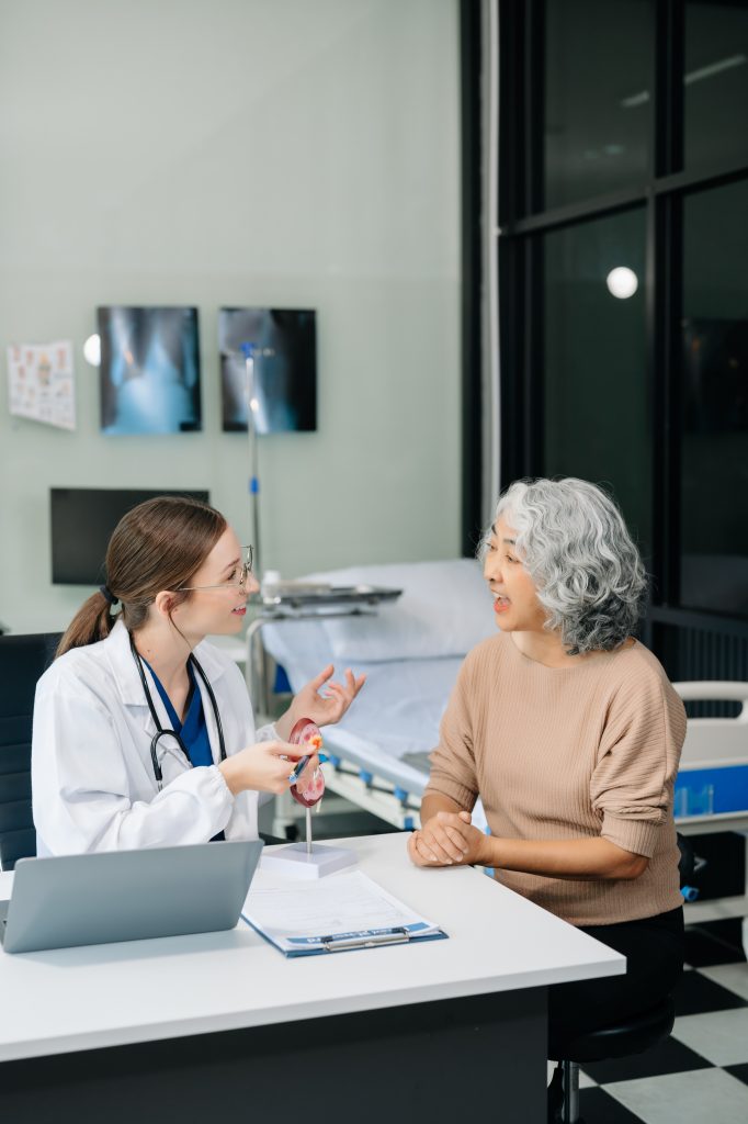 Doctor in white suit take