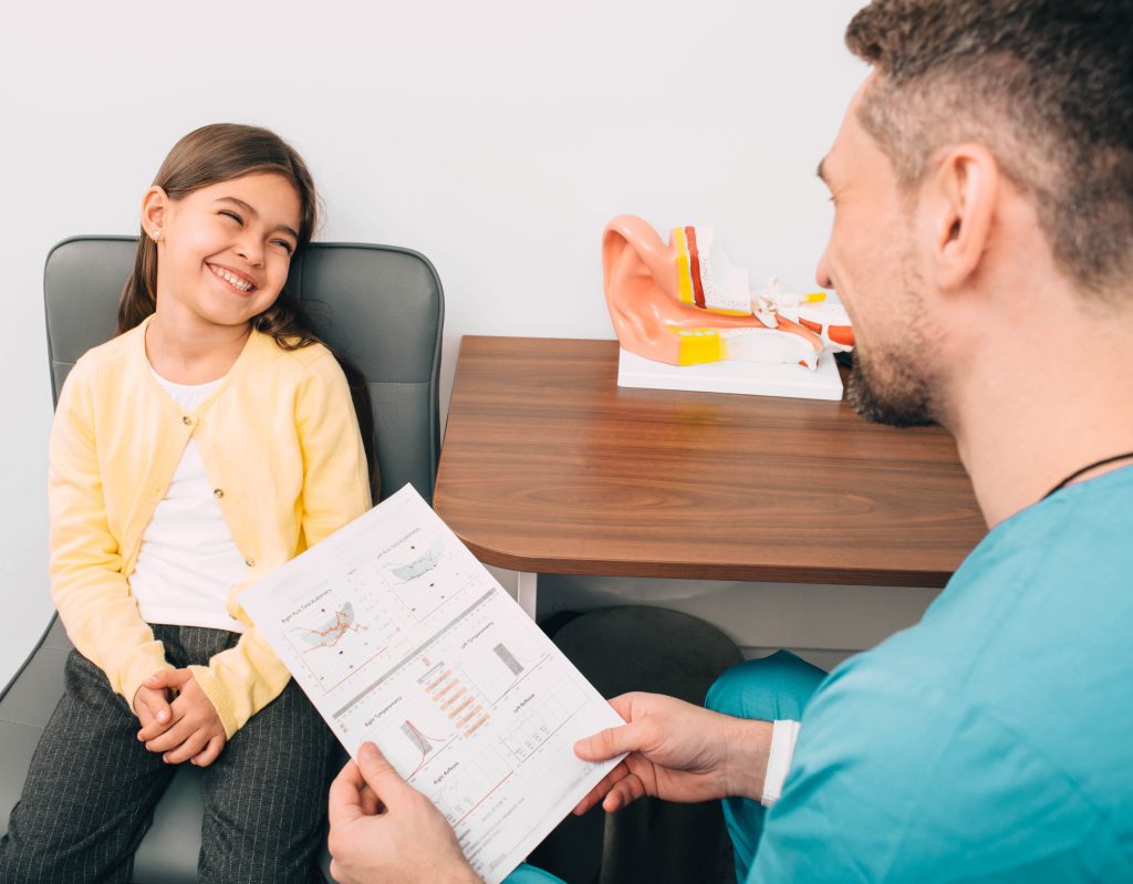 Little girl's hearing test